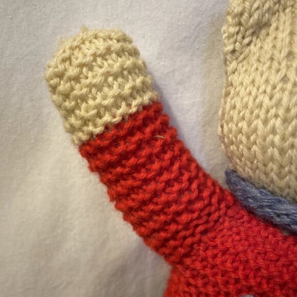 Estate Sale Find Vintage 14" Crocheted Stuffed Animal Red White Blue with Scarf - Picture 8 of 12